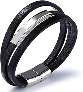 JewelOra MPE-1132 Black Genuine Cow Leather Jewelry Bracelet For Men
