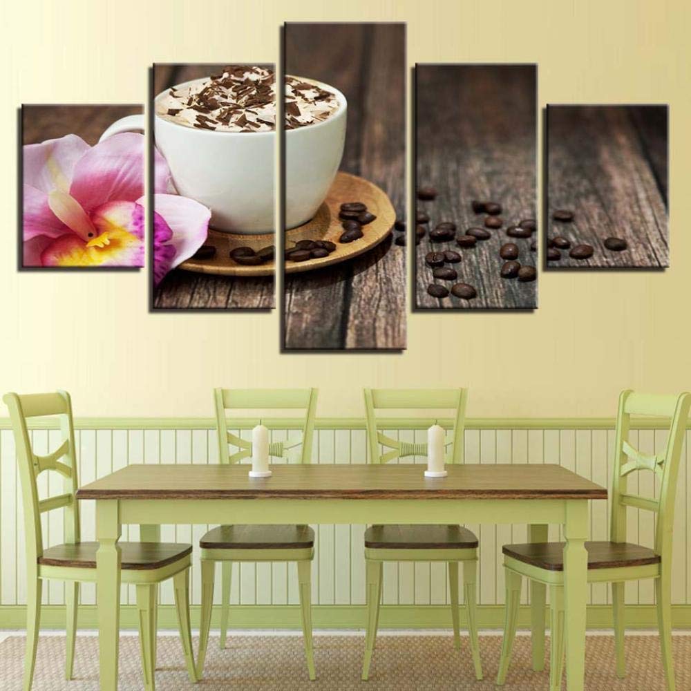 Impresiones sobre Lienzo HD Lienzo Arte De La Pared Decoración del Hogar Marco Cartel 5 Panel Café Chocolate para Sala De Estar Impreso Moderno Cuadros Pintura Animal Fotos