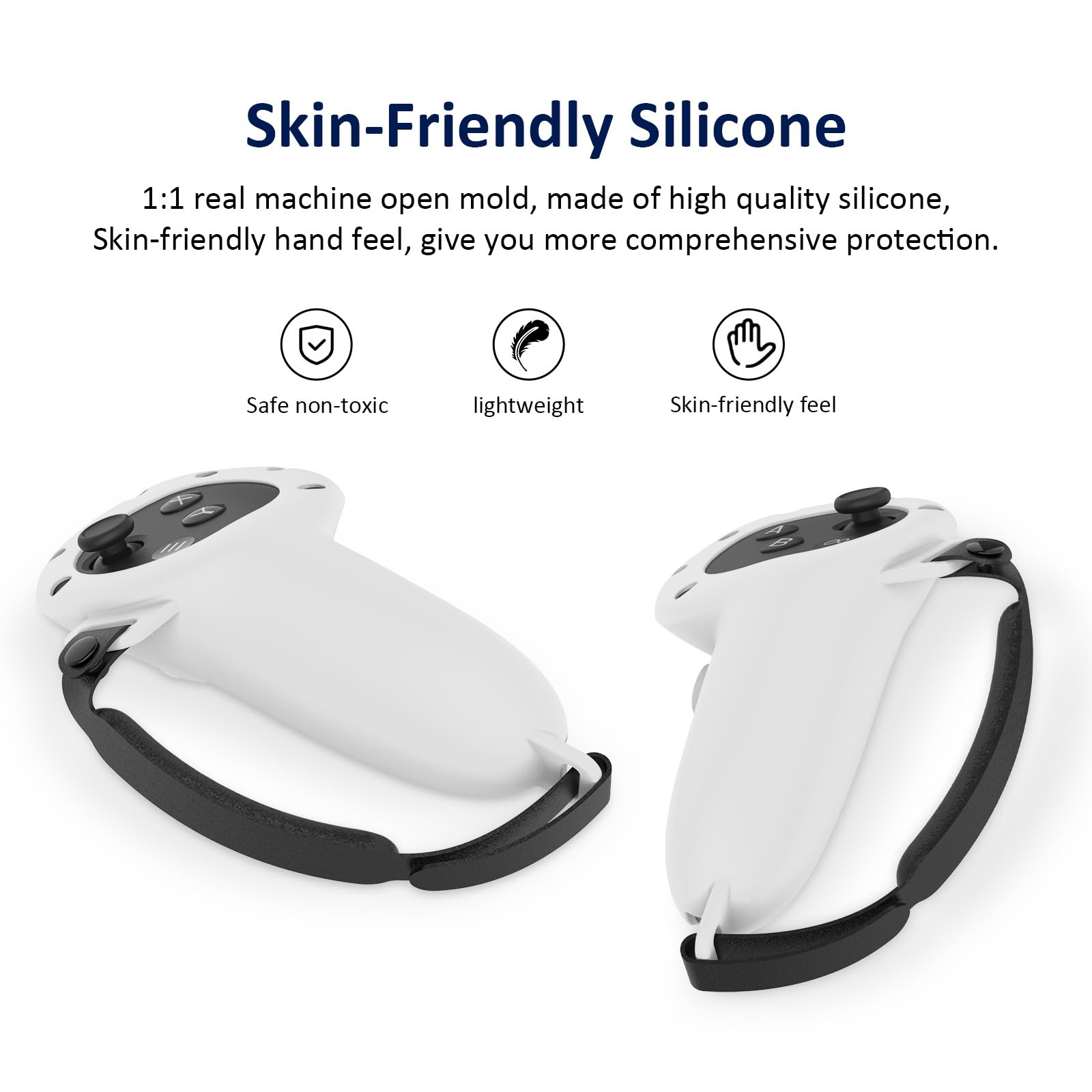 BeisDirect Custodia In Silicone Per Meta Quest 3 - Cover Protettiva Con Cinturino Regolabile In Velcro, Antiscivolo E Delicata Sulla Pelle, Accessorio Di Ricambio (Nero)