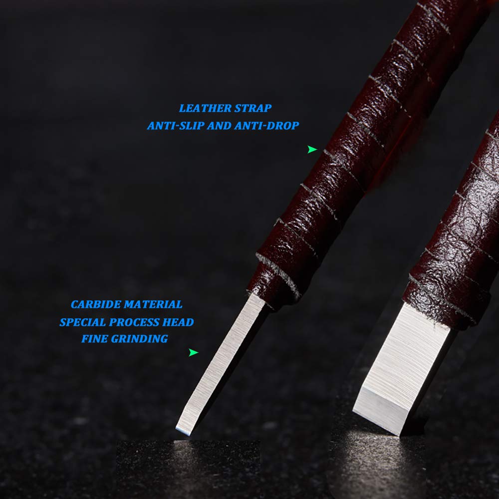 3 Stück, professioneller Wolfram-Schnitzwerkzeuge, Flachrod-Serie Handgeschnitzte Set, Hartmetall-Präzisionsschleifkopf, Anfänger