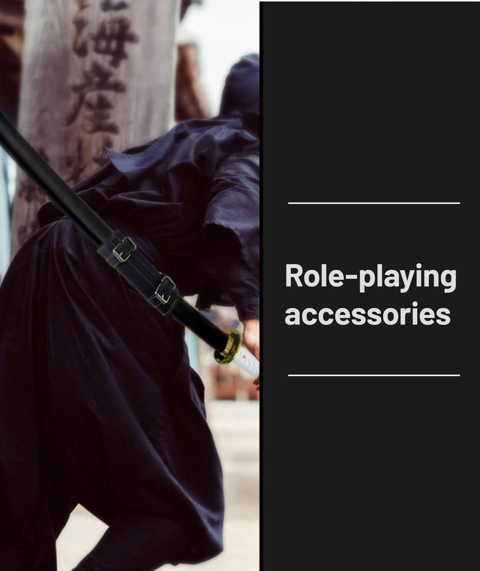 Buildcon Katana Stand, Sword Holder for Belt Knife and Katana Sword, PU Leather Tool Belt Accessory for Cosplay, LARP, and Medieval Events, 20 x 20 x 4 cm 3