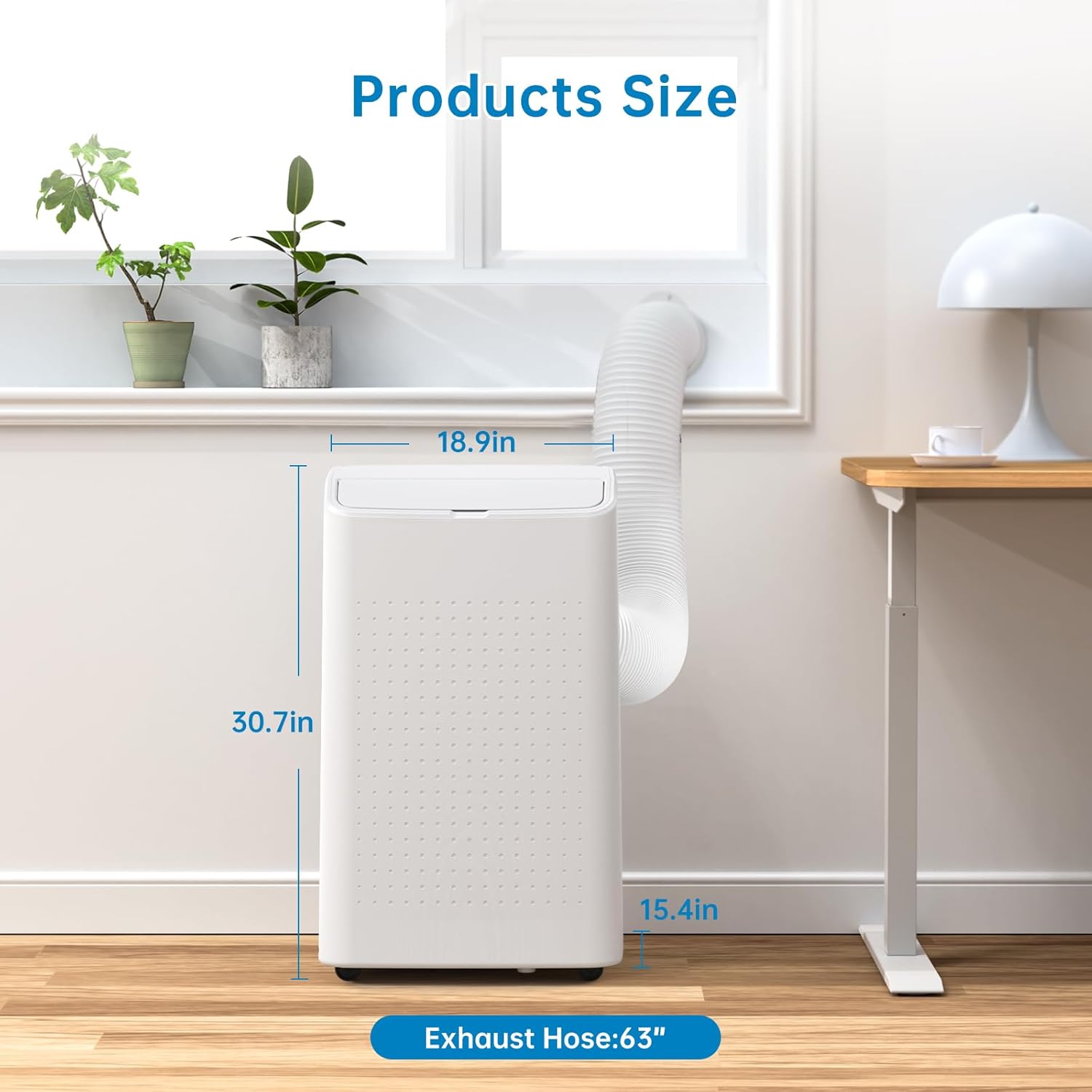 Portable Air Conditioners, 15000 BTU Air Conditioner for 850 Sq. Ft, Dehumidifying & Fan, Quiet Operation and Easy Mobility, Remote Control for Home & Office, White