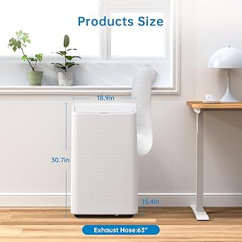 15000 BTU Portable Air Conditioner, Room Air Conditioners Cools Up to 350 Sq.Ft, Garage Cooling System With Dehumidifier and Fan Modes, Remote Control and Installation Kits