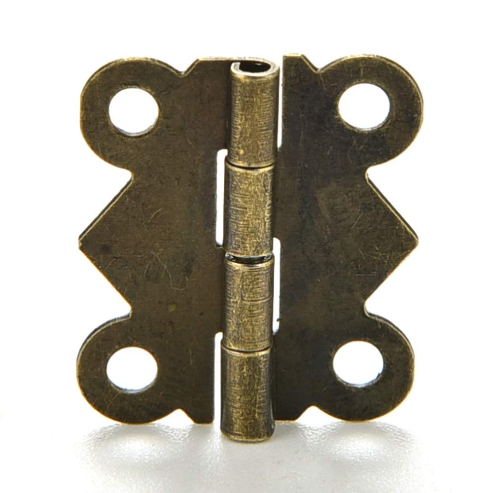 Mini-Scharniere für Schmuck, Geschenk, Weinkiste, Holz, Puppenhaus-Türscharnier, Schrank, Schublade, Schmuckkästchen, DIY-Reparatur, 20 x 17 mm, 10 Stück