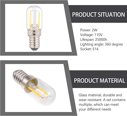 Miniatura 3 de Uonlytech 3 piezas de bombilla de nevera, bombillas de atenuación E14, bombilla para refrigerador, bombilla para electrodomésticos, campana