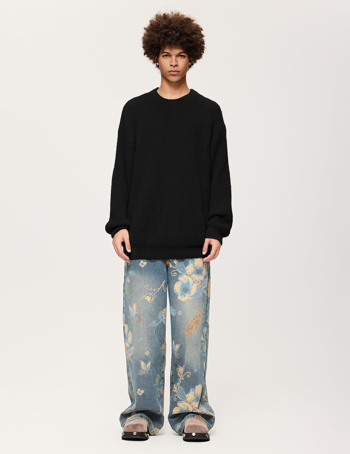 Aelfric Eden Oversized Sweaters Mohair Furry Sweater Crewneck Knit Casual Soft Pullover 2024 Trendy Outfits - Image 4