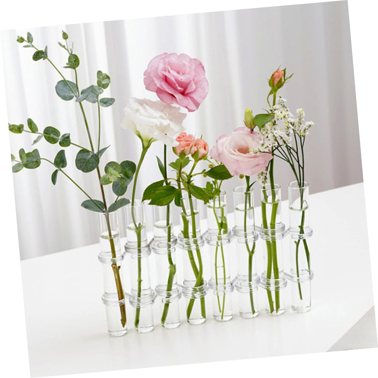 Vase Hydroponique Verre Transparent Tube de Propagation pour Plantes avec Support pour Culture Pot ou Terrarium