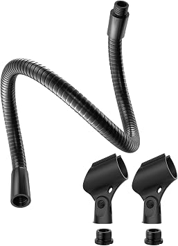 19" Universal Flexible Microphone Gooseneck Stand + Microphone Clip for Mic Stands