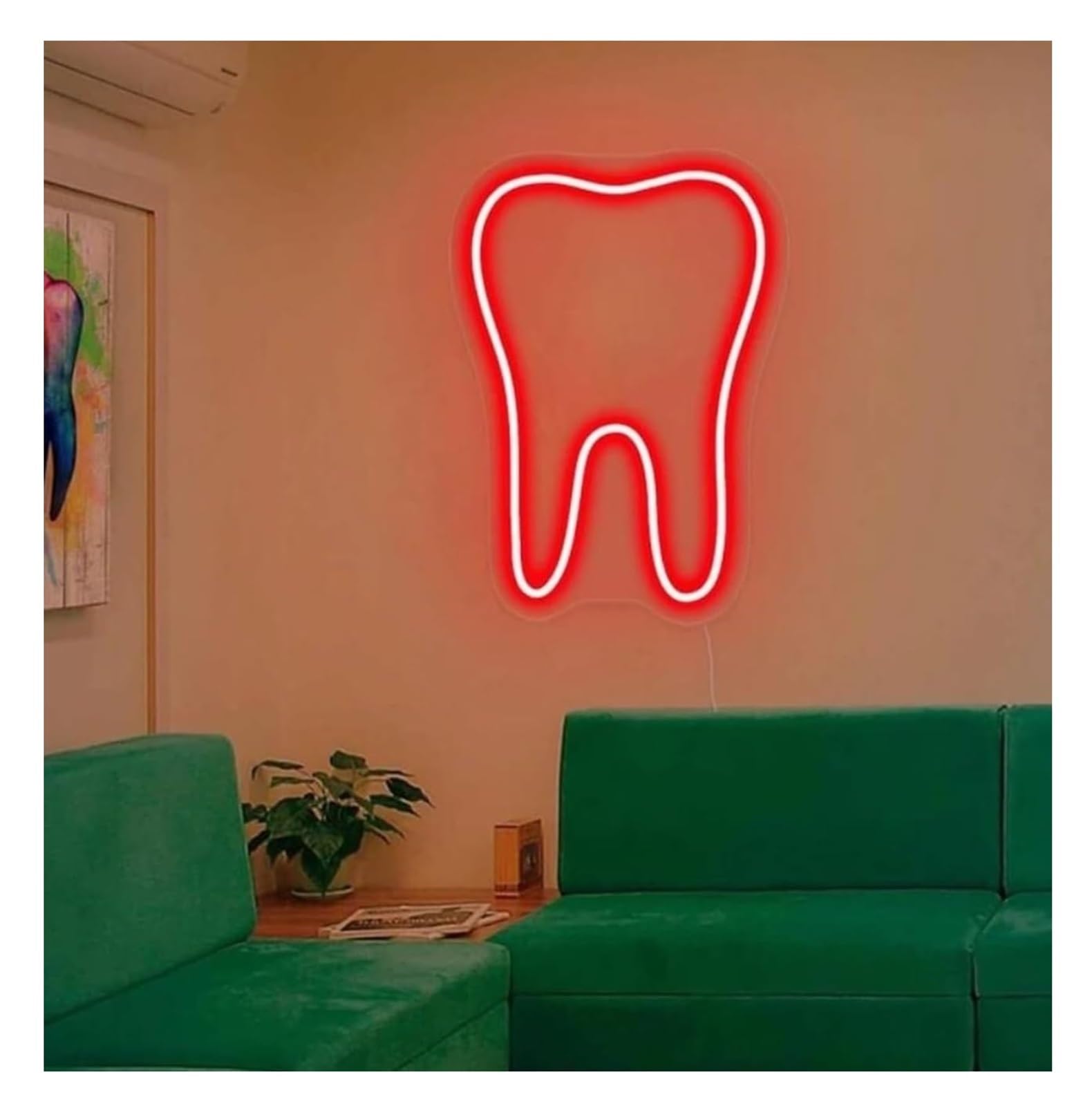 Insegna al Per neon con scritta "Denti", luce decorativa per clinica odontoiatrica(C)