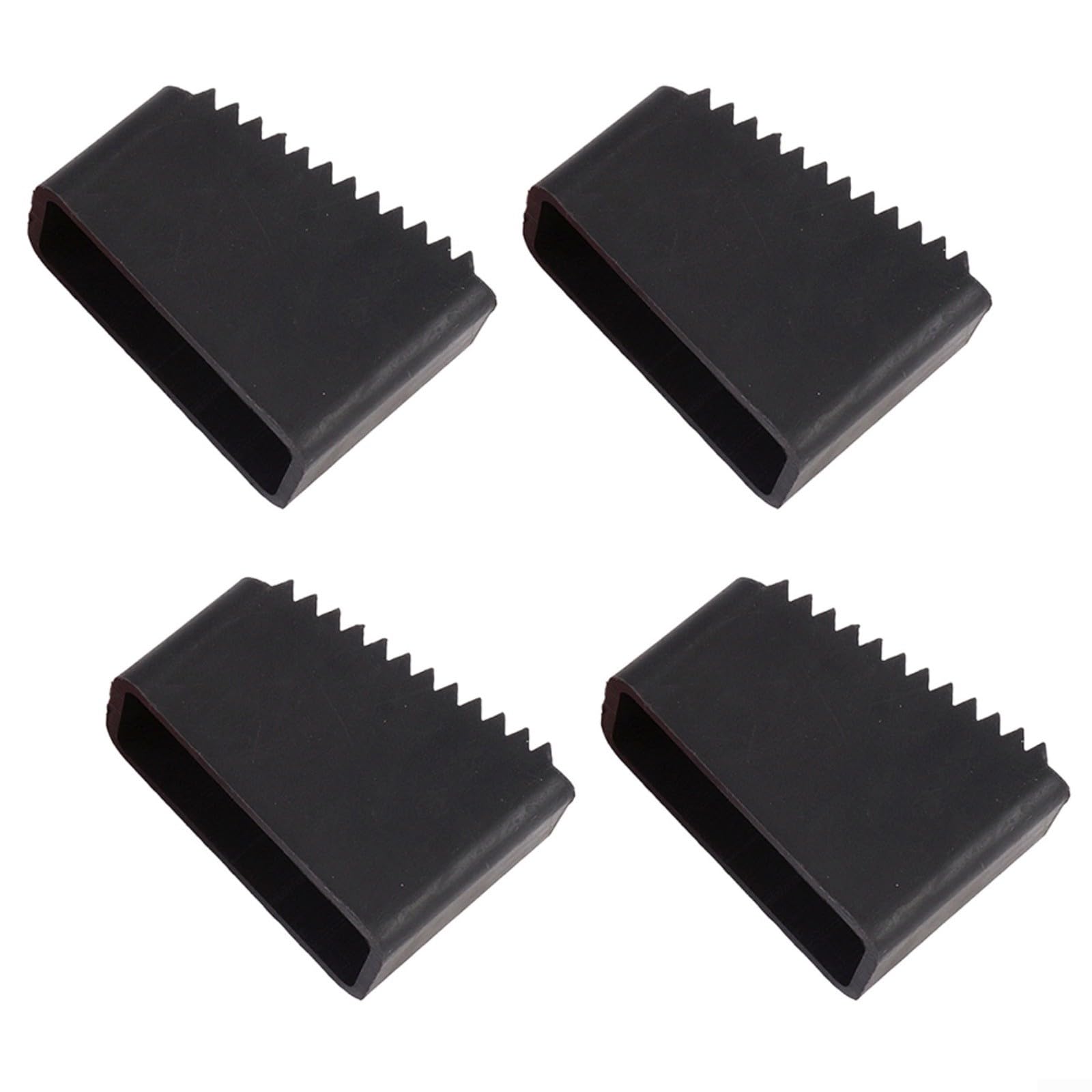 HomeVortex 4 Pcs Rubber Ladder Feet Covers, Non-Skid Step Ladder Leg Pads with Deep Grooves for Enhanced Stability, Floor Protection for Aluminum Telescopic Miter Ladders, Black 55x38x25mm