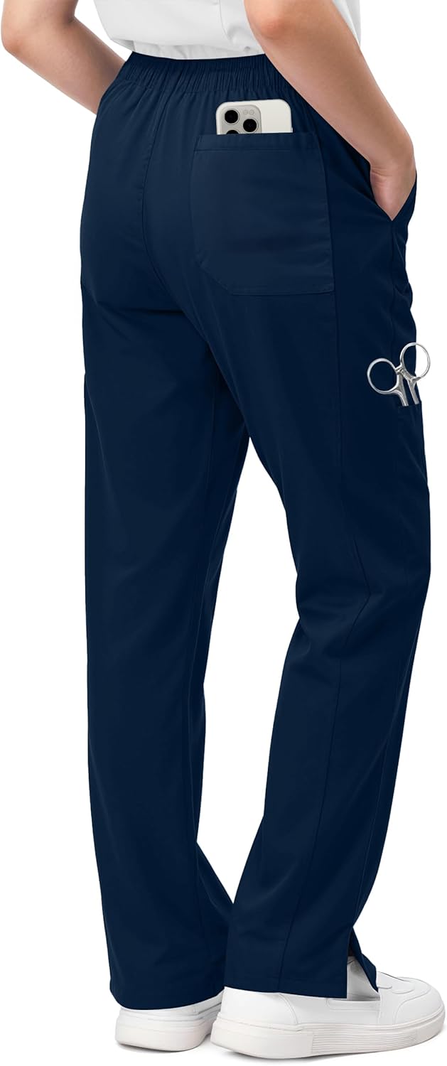 NY Threads Scrub Pants for Women Relaxed Fit, Mid Rise 5 Pockets Drawstring Womens Scrub Pants, 31 Inch Inseam - Image 2