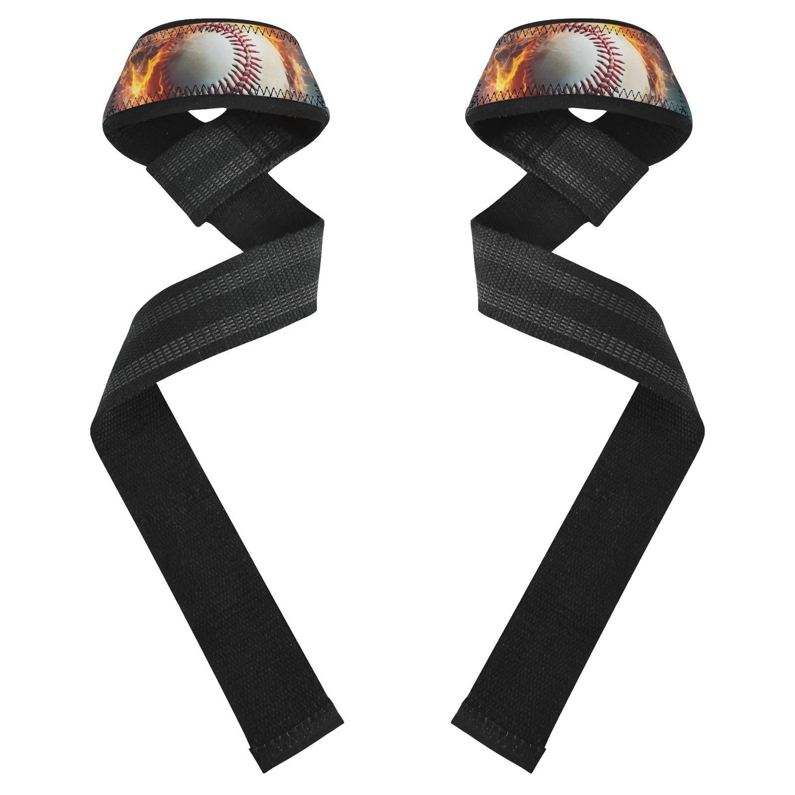 Nander Flame Baseball Wrist Straps for Weightlifting,Lifting Straps with Neoprene Cushioned Wrist Padded and Anti-Skid Silicone for Strength Training,Bodybuilding,Deadlifting