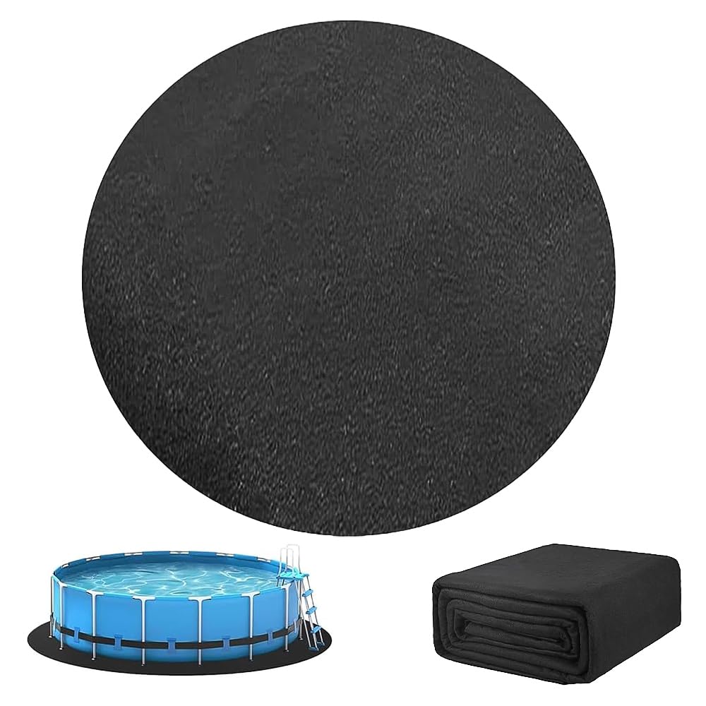 Base de Piscina Redonda,12ft/366cm Lona De Suelo para Piscina,Tapiz Suelo Piscina,Antideslizante, Resistente A La Rotura, Alfombrilla Protectora para El Suelo De La Piscina Negro