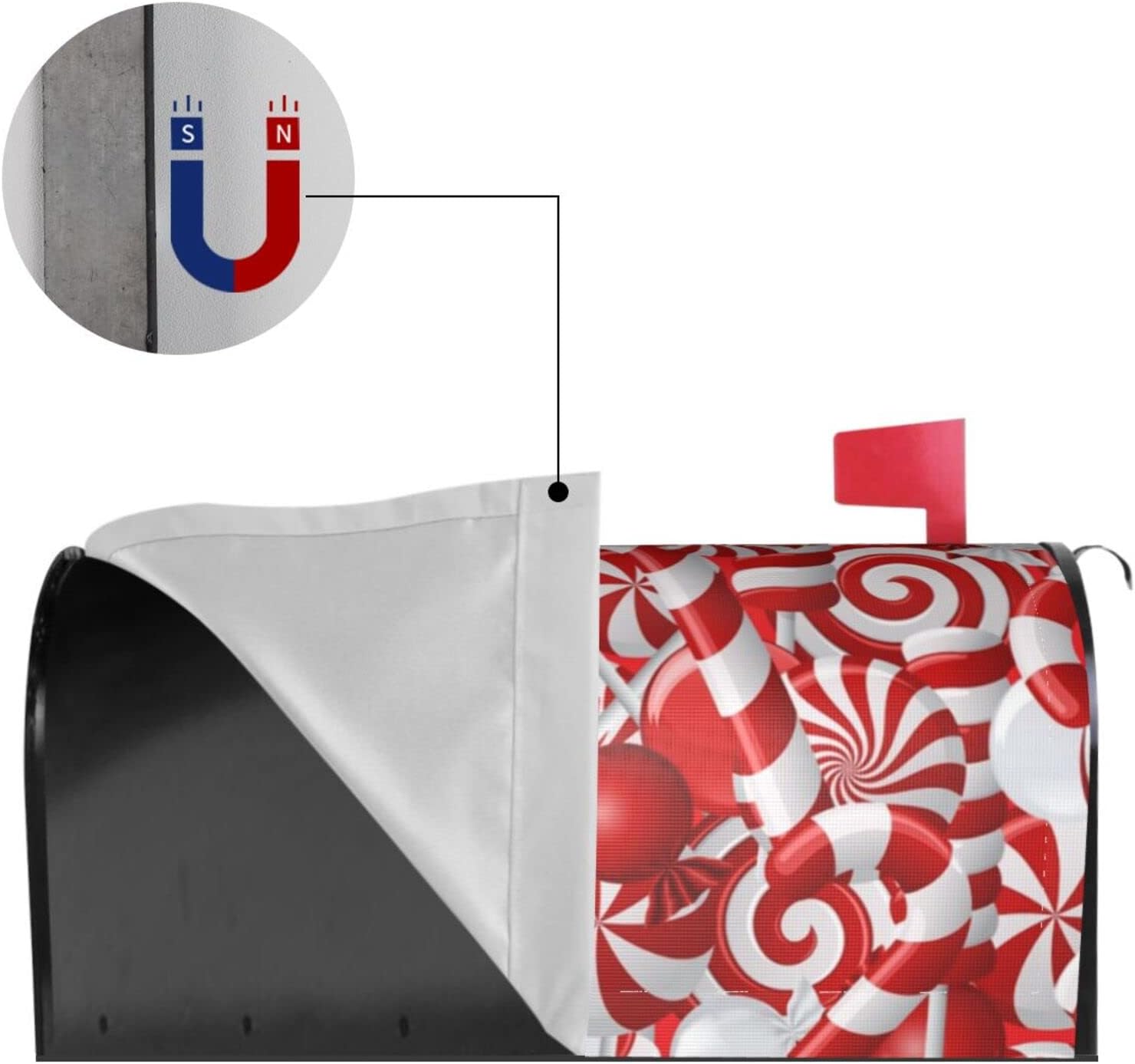 Magnetic Mailbox Covers Candy Canes Post Box Cover Welcome Letter Box Cover for Garden Yard Mail Box Covers Outdoor Decoration Standard Size 21 X 18 in