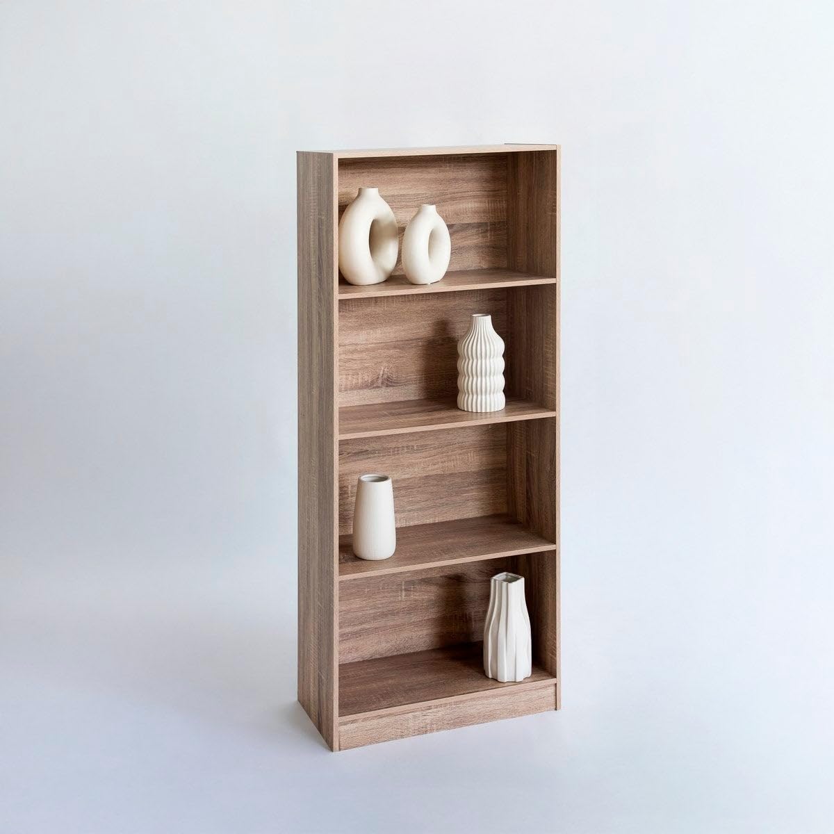 Estantería librería de 4 estantes en MDF color natural de 147x60 cm
