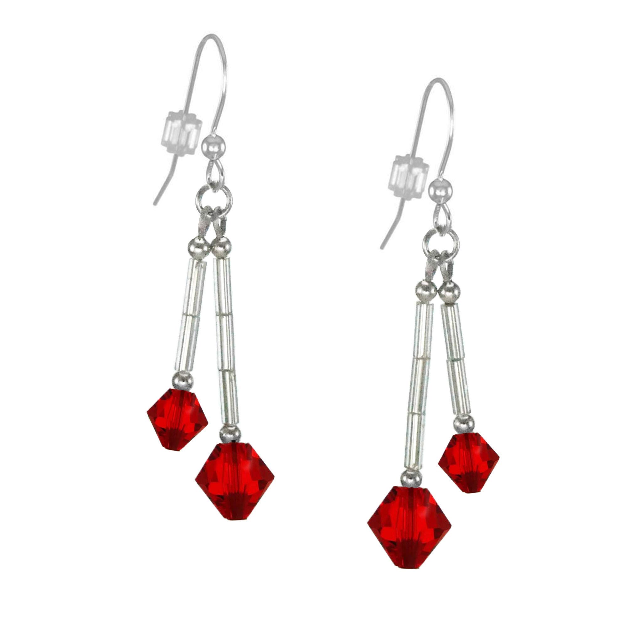Austrian Crystal Bicone and Glass Dangle Earrings with Sterling Silver Earwires - Color Choices
