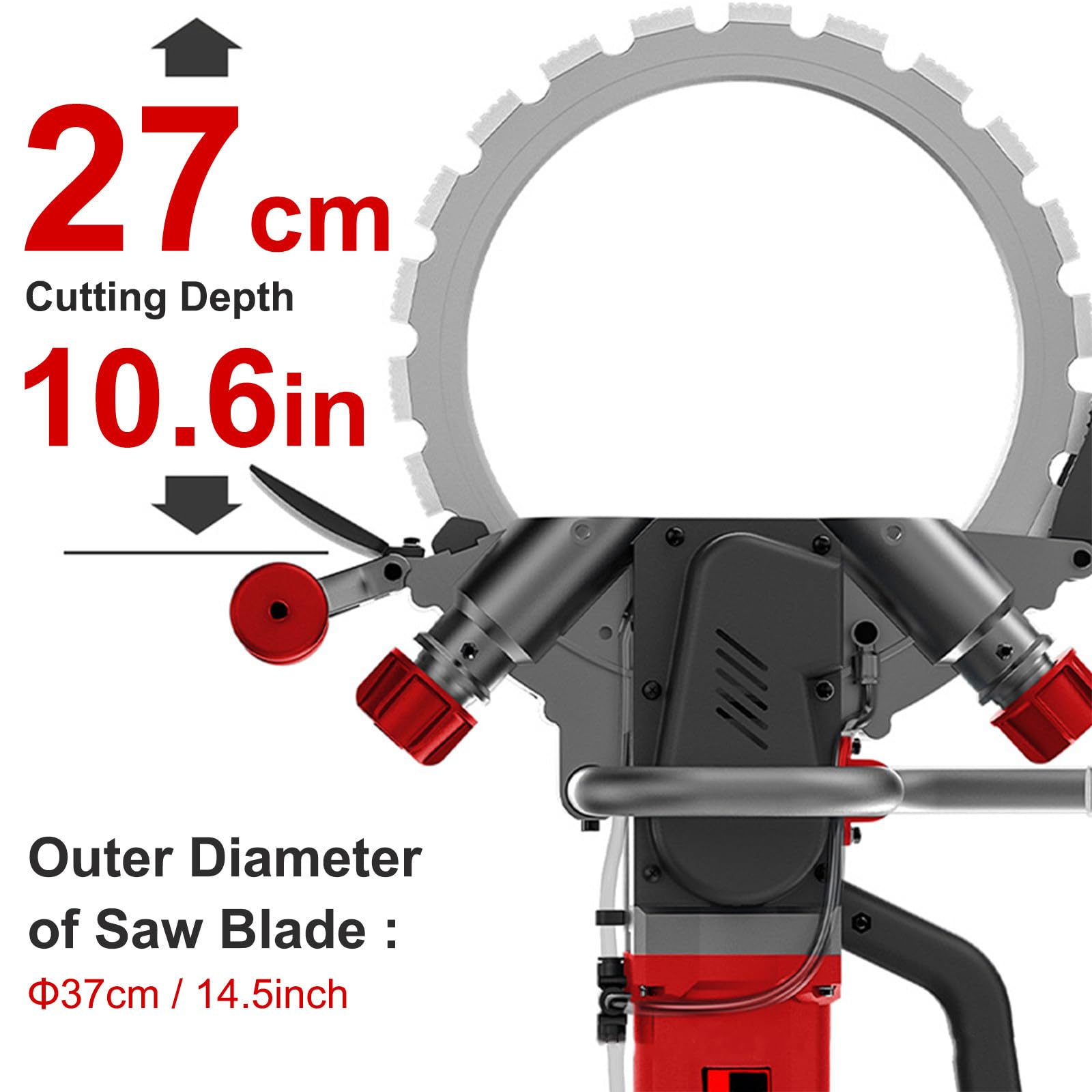 Sierra Eléctrica para Hormigón de 14 Pulgadas con Supresión de Polvo Alimentado por Agua, Cortadora de Paredes Grandes de 8800 W/9500 W para Granito, Madera y Piedra,8800W-2Saws