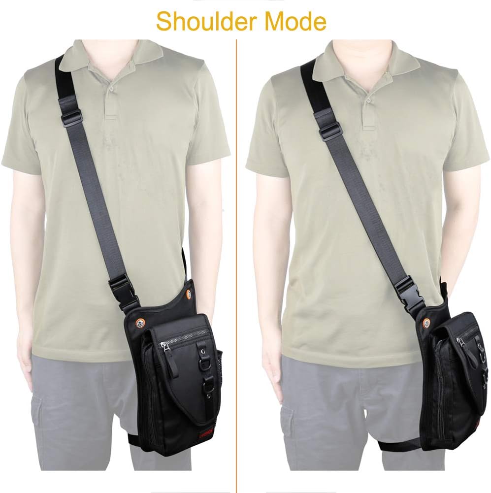 Larswon Thigh Pouch Bag - Tactical Waist Pack for Motorcycle, Waterproof Black - Image 3