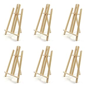 JOY SPOT! 6 Pack 16" Tabletop Easel, Portable A-Frame Tripod Wood Easel for Painting Party, Canvas, Display Stand for Kids Students Beginners