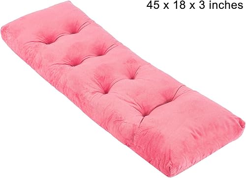 Miniatura 2 de Cojín de banco, cojines de banco con mechones antideslizantes para columpio, almacenamiento de zapatos, asiento de ventana (45" x 18", rosa)