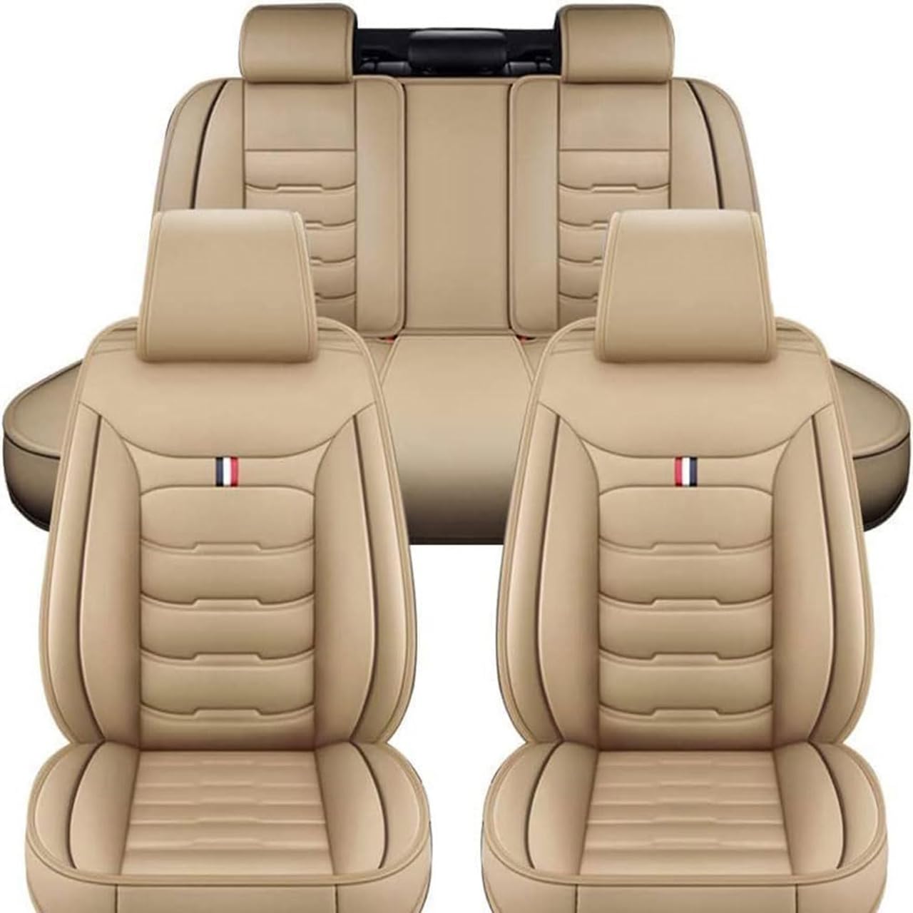 Coche Juegos Cubreasientos Universal para Mini R50 R56 F55 F56 R52 R53 R57 F57 JCW/One/One D/Cooper,Cuero Delanteros Traseros Fundas Asiento Completo Protectores Cómodo Accesorios,B/Beige