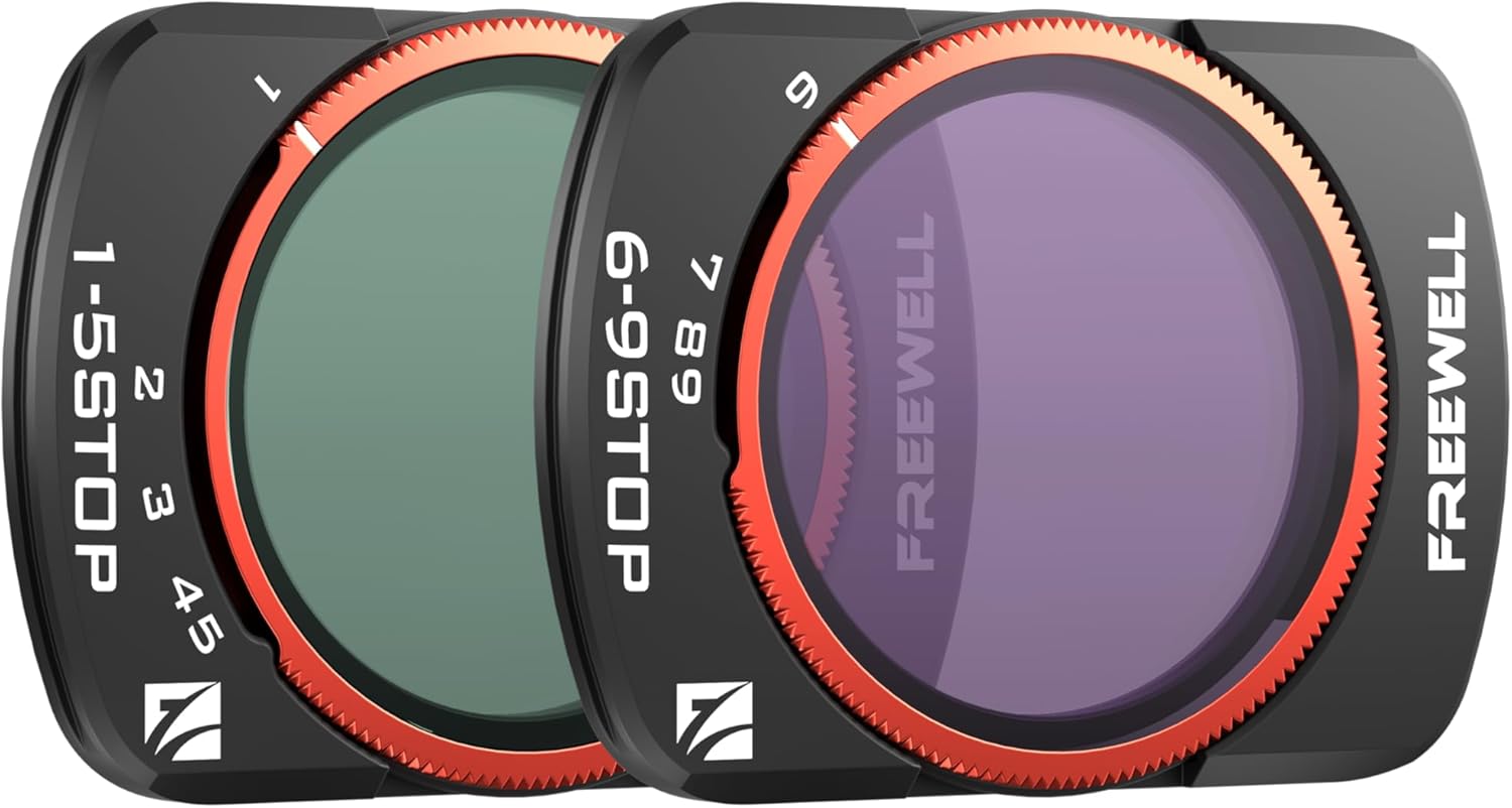 Freewell VND Filters 2-Pack Variable ND 1-5 Stop, 6-9 Stop Compatible with Pocket 4/3/Xtra Muse- Adjust Exposure in Real-time