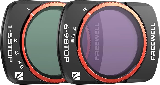 Freewell VND Filters 2-Pack Variable ND 1-5 Stop, 6-9 Stop Compatible with Pocket 4/3/Xtra Muse- Adjust Exposure in Real-time