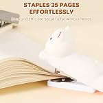 Honagu Cartoon Mini Silicone Stapler with Staples, 35 Sheet Capacity, Cartoon Stereo Modelling, Gift for Student or Office Use (White Puppy)
