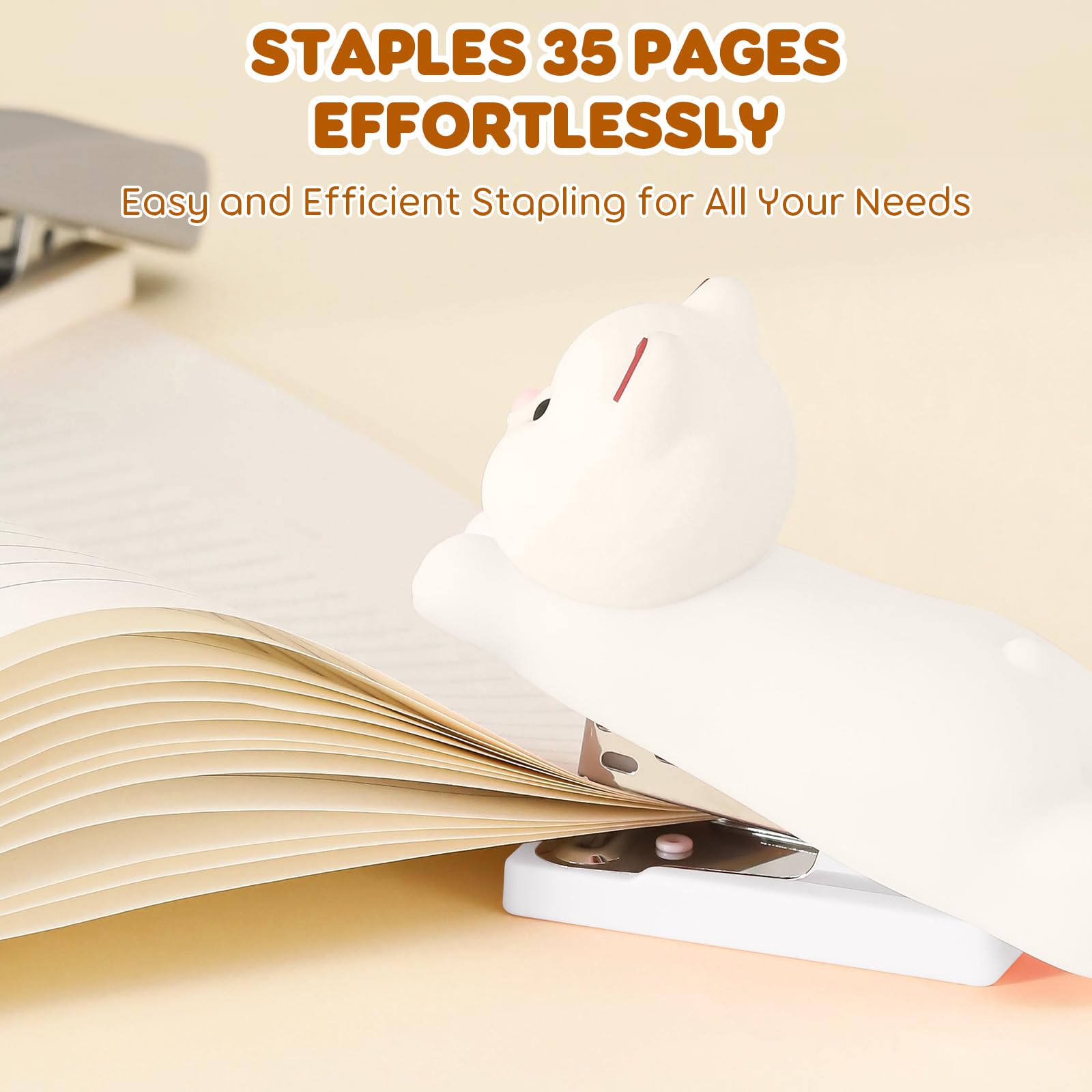 Honagu Mini Cute Animal Stapler with Staples, Cartoon Stereoscopic Silicone (PVC) Stapler, Labor-Saving Office Supplies for Teachers, Students,Girls,Gift Stocking Stuffers for Kids( Puppy): White
