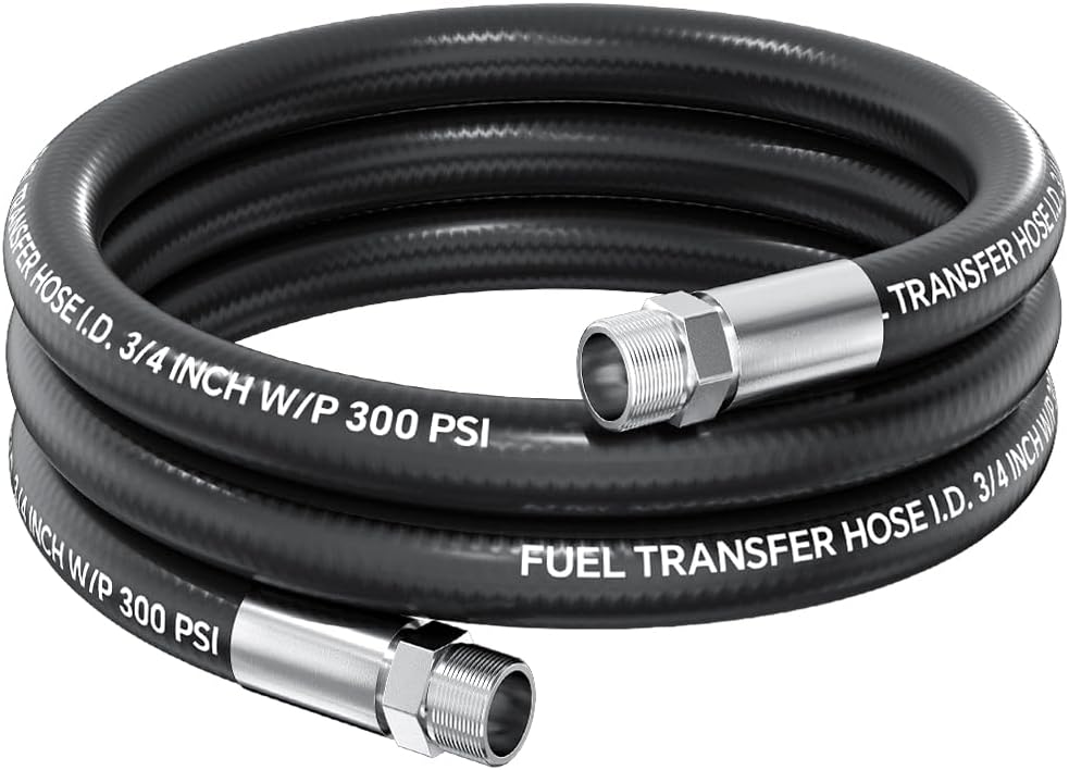 POHIR 20FT 3/4" Fuel Transfer Hose 300PSI, Fuel Hose for Farm Diesel Gasoline Kerosene Biodiesel, Braided with Stainless steel