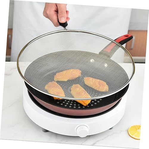Miniatura 5 de SOLUSTRE Tapa de cocción de pantalla reforzada colador de aceite en polvo alambre para salpicaduras horneado redondo resistente con tamiz de acero