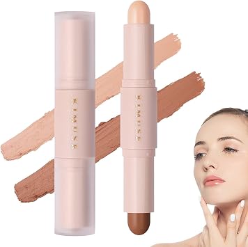 HIGHLIGHT AND CONTOUR MAKEUP - Double Ended Face Contouring Makeup Pencil, Gentle Dual Cream Highlight Stick Multifunctional Highlight & Contour Bronzer Stick for All Skin Types