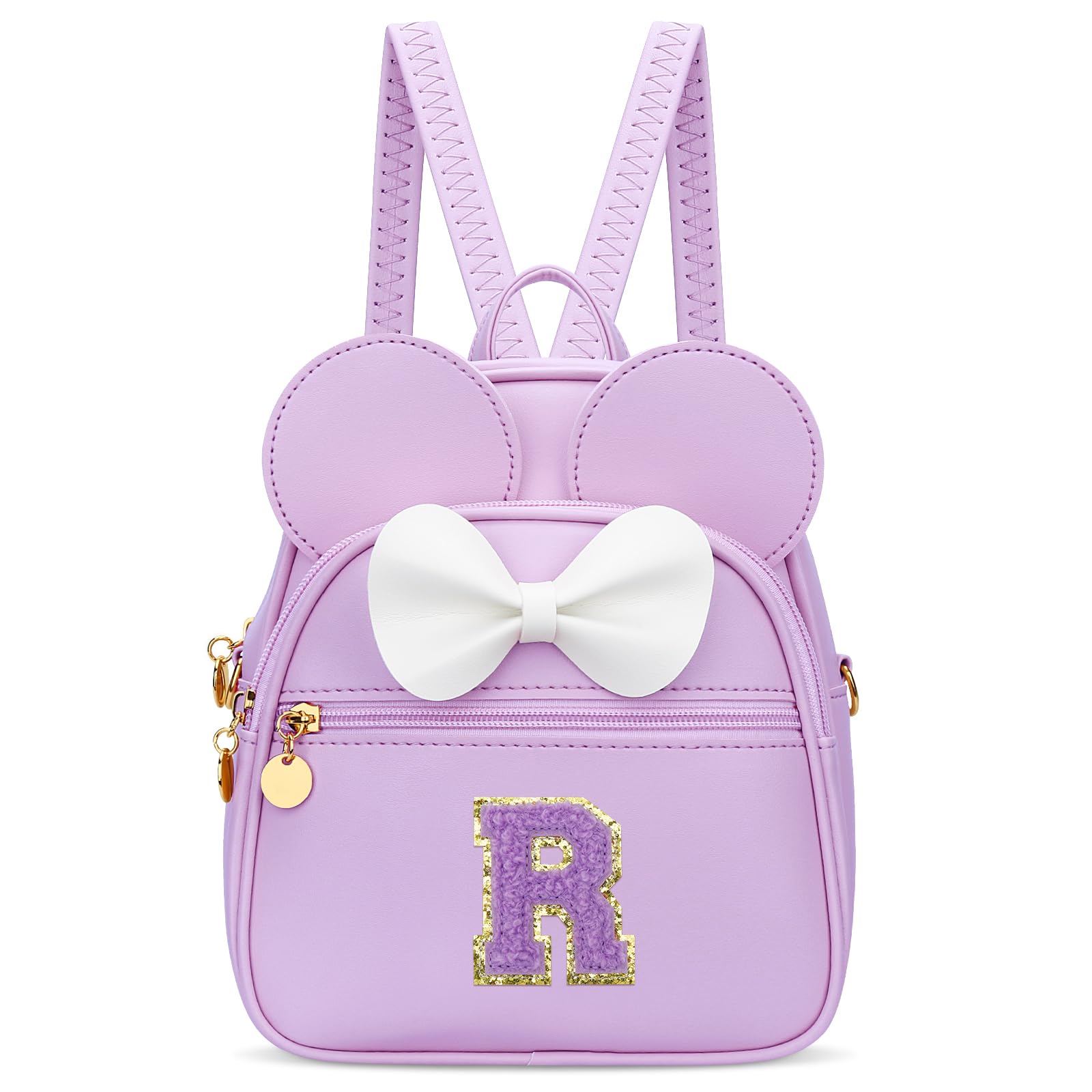 KKXIU Girls Initial Bowknot Cute Mini Backpack for Toddler, Travel Small Girl Backpacks, Personalized Valentine's Day Gifts for Little Girls and Kids(