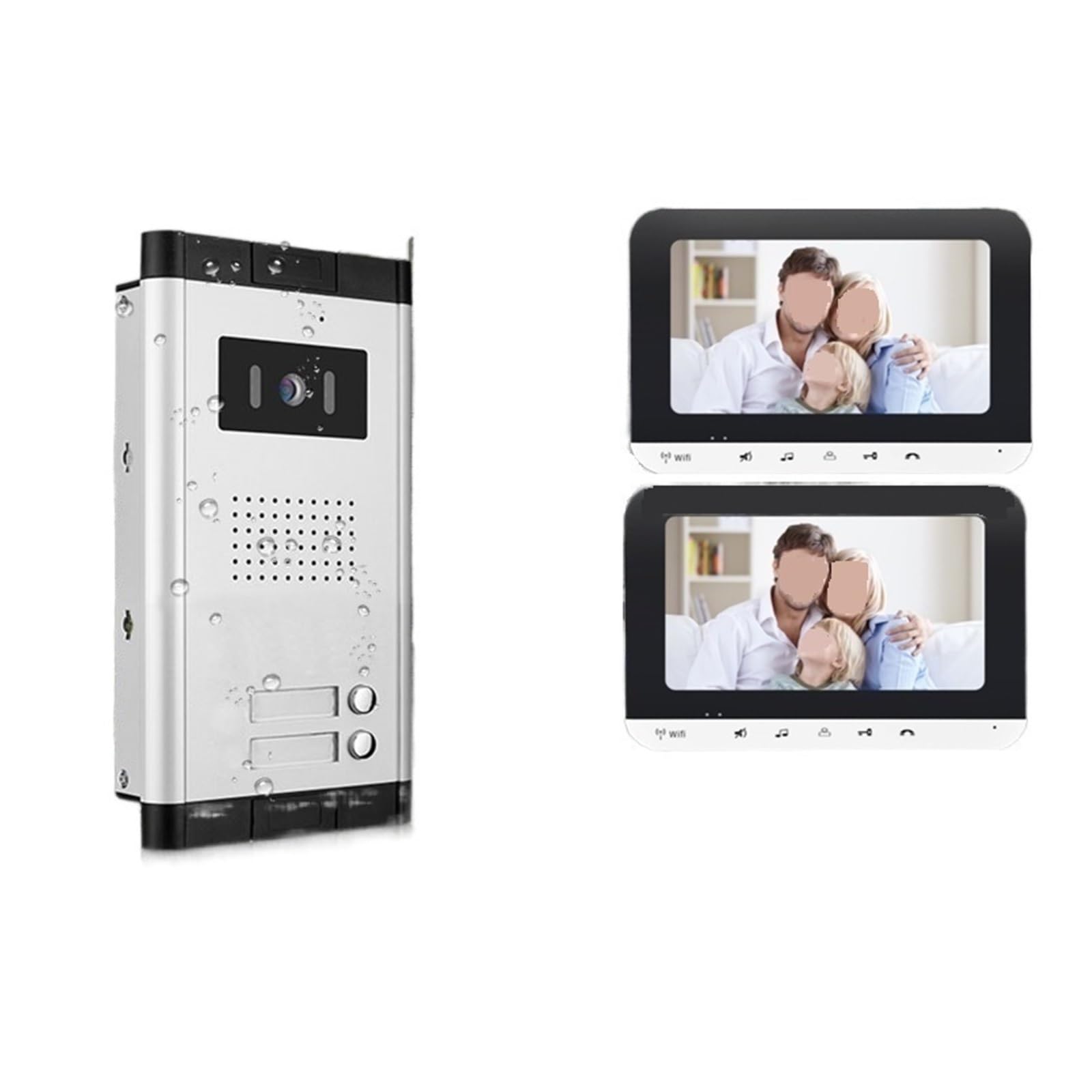 7 ''przewodowy WIFI Kolorowy Wideodomofon Domofon IR Kamera Noktowizyjna Dzwonek Do Drzwi Monitor Wewnętrzny Ekrany Dla 2~8 Mieszkań Dwukierunkowa Transmisja DźWięKu(H-V70MGWIFI-2)