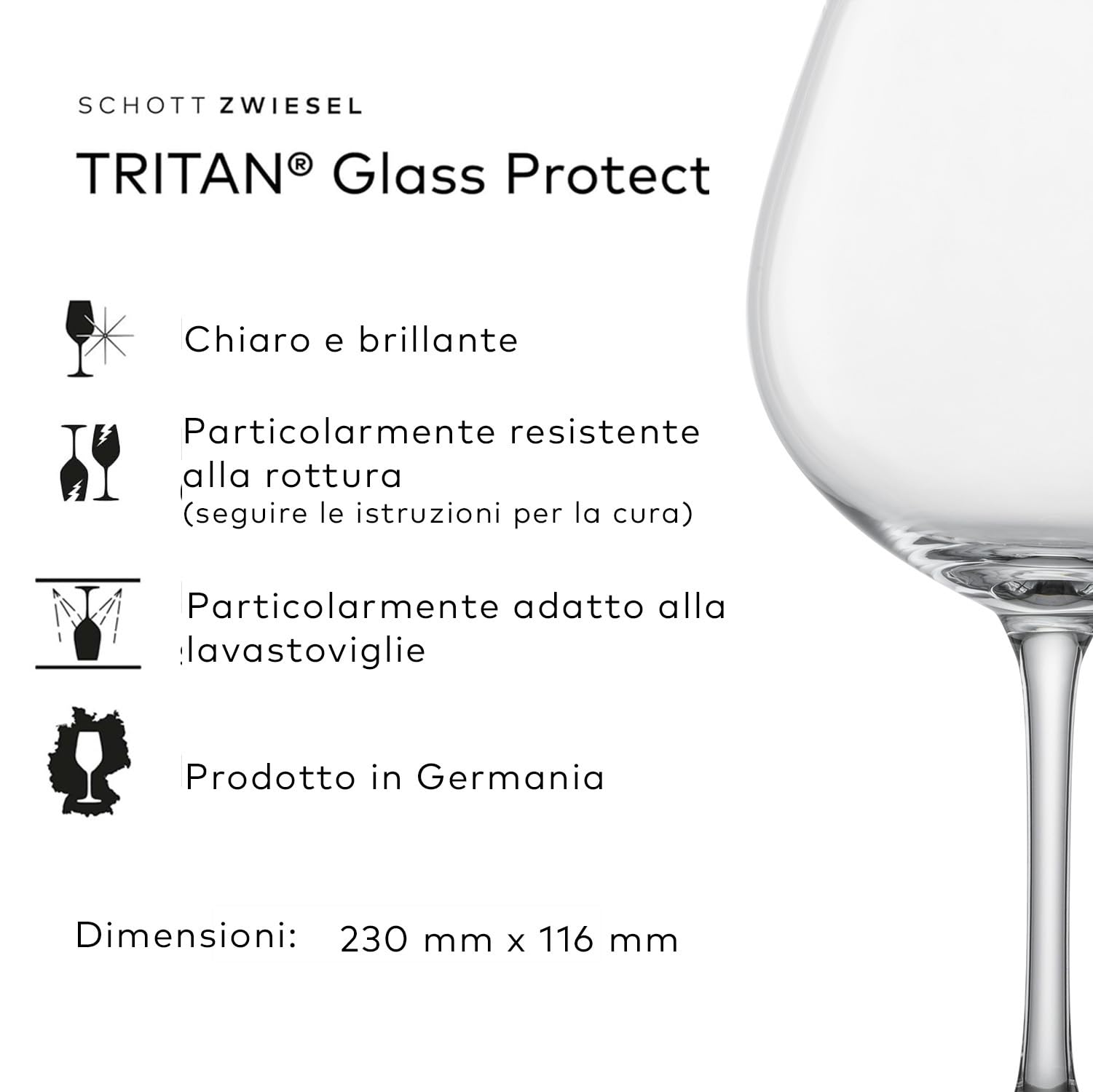 SCHOTT ZWIESEL Calice da vino rosso Borgogna Classico (set di 6), bicchieri classici Borgogna per vino rosso, bicchieri in cristallo Tritan lavabili in lavastoviglie, Made in Germany (art. 123655)