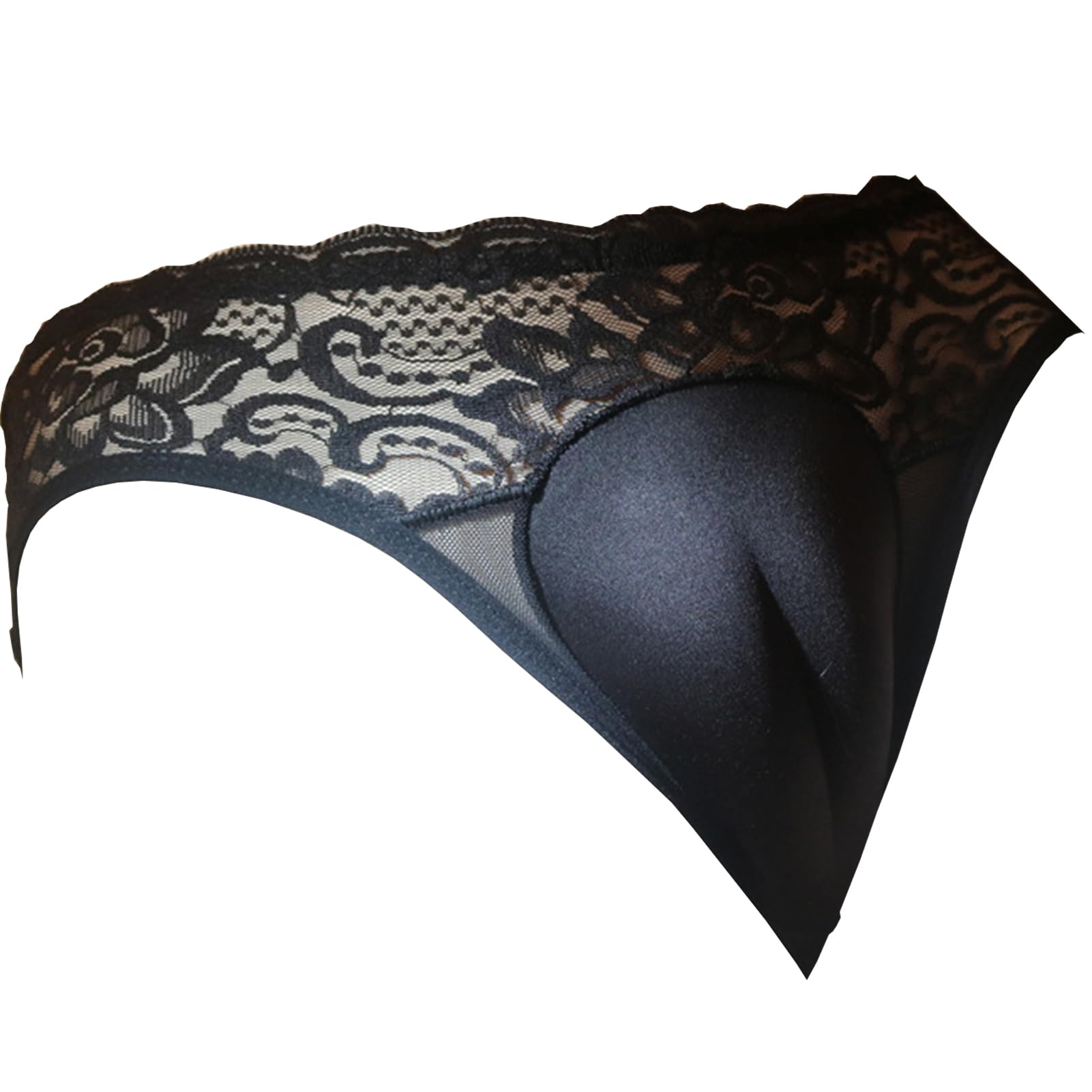 Cultp Men's Black Camel Toe Hiding Gaff Shaping Brief For Transgender, Sexy Lace Sissy Crossdresser Panties, Hiding Gaff Panty Shaping Brief For Crossdresser
