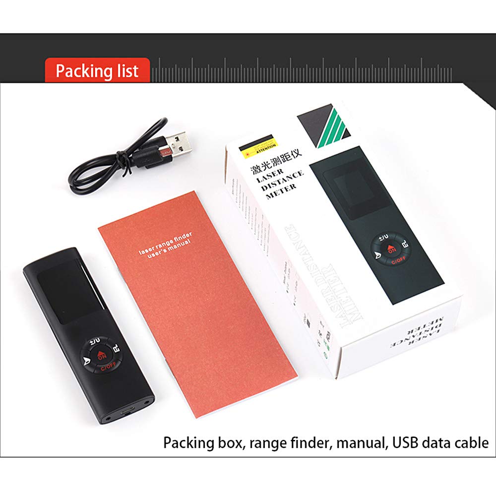 Karlak Télémètre numérique intelligent de 40 m - Mini mètre de distance - Chargement USB - Appareil de mesure de l'espace électronique pour les distances de volume de zone