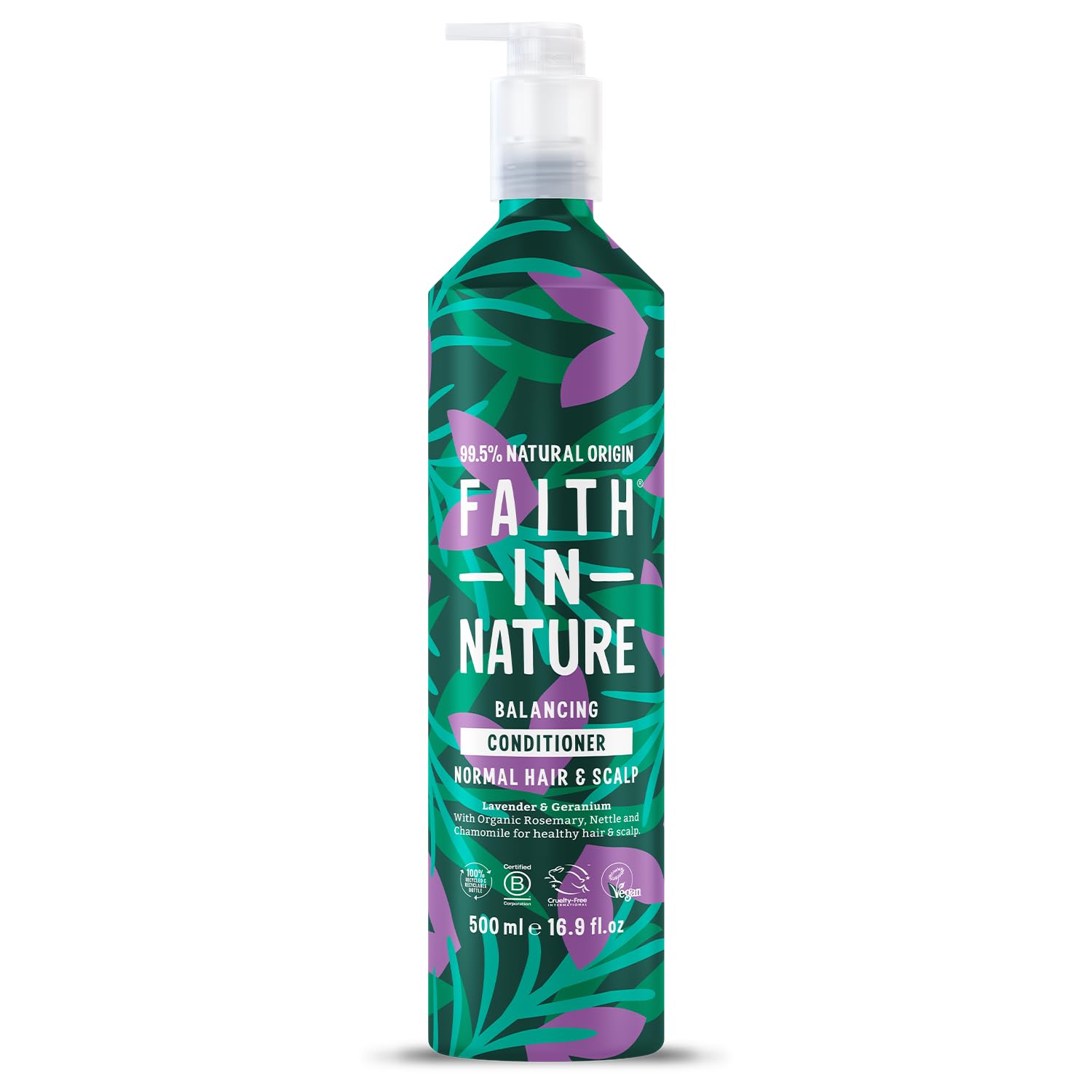 Faith In Nature 500ml Metal Bottle Lavender & Geranium Conditioner, Balancing for Normal Hair & Scalp, Vegan & Cruelty Free, No SLS, Silicones or Parabens