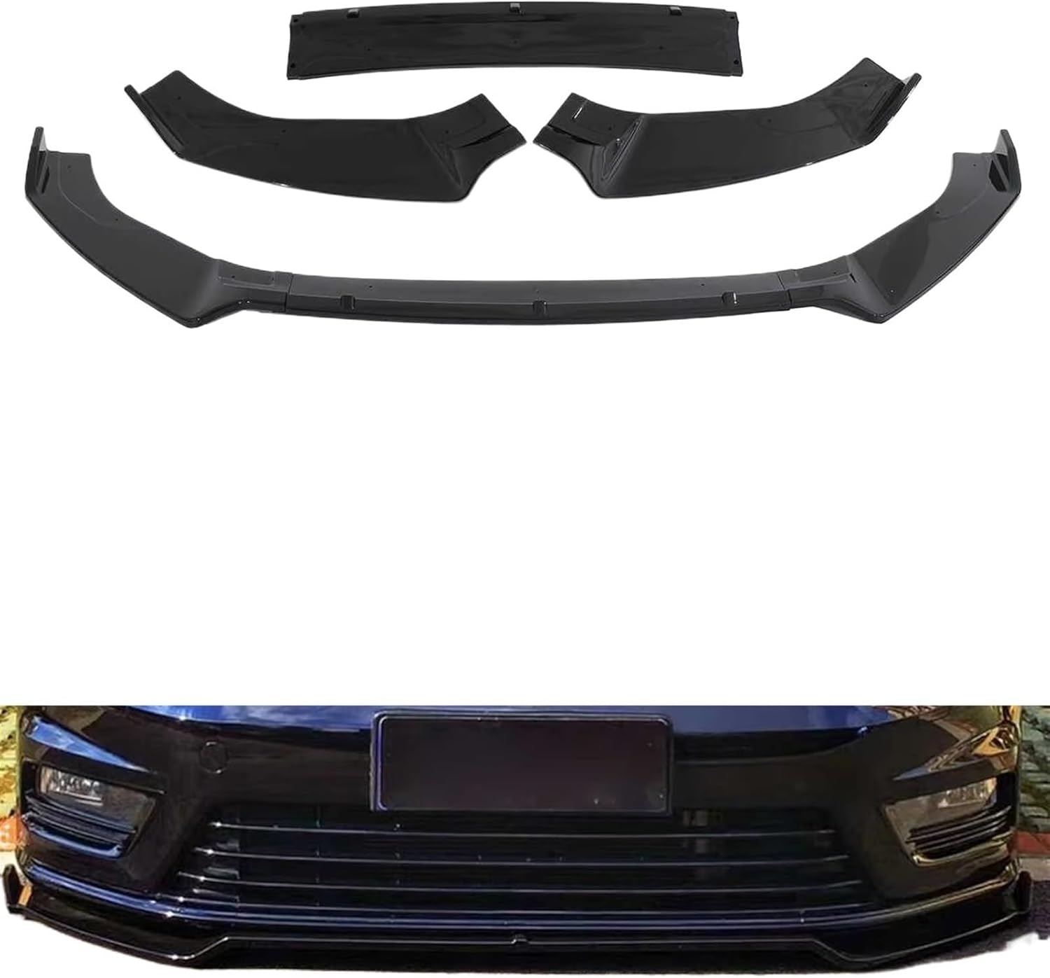 車フロントスポイラー 車のフロントバンパースプリッターリップスポイラーボディキットフロントリップ ゴルフ用 7 7.5 MK7用 M