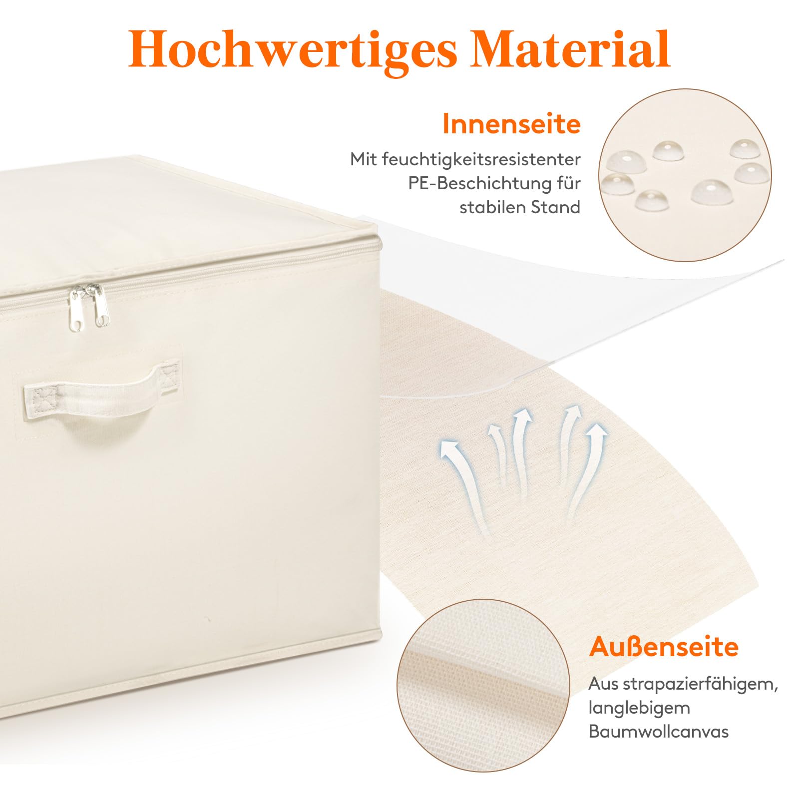 Lifewit 60L Bettdecken Aufbewahrungstasche mit Griffen, Beige, 6 Stück