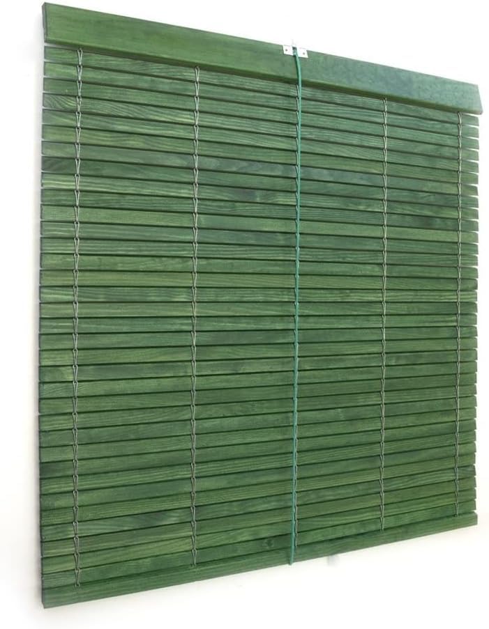 Persiana Alicantina Enrollable A Medida de Madera Verde BARNIZADA | Freno y Polea Metálicos | PERTONI TENDE (Ancho 120cm x 210cm Alto)