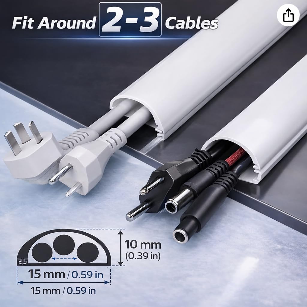 Cord Hider for Wall Mounted TV, Cord Concealer Self Adhesive Silicone for 2-3 Cables, Silicone Cable Cover, Flexible Cable Management Wall Raceway, TV Cord Cover Paint-Safe, 39 Inch (3.3 FT), White