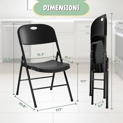 Miniatura 2 de Heavy Duty Foldable Chair for Adults, Plastic Outdoor Folding Chair for Backyard, Patio, Party, or Wedding  Comfortable Stackable Portable Chair