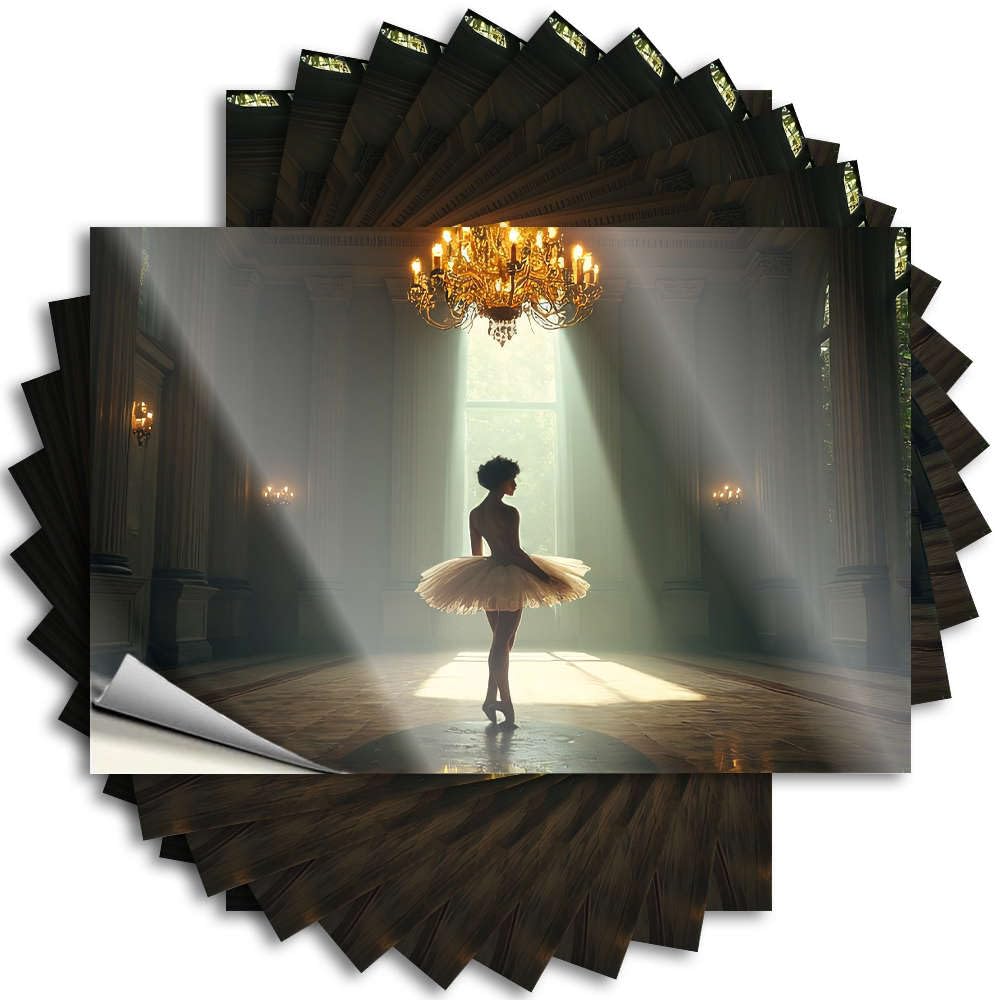 Stickers - Half Cover A Ballerina Gracefully Dances in A Grand, Sunlit Room. for Alcohol Bar Room Decor(6X9CM)
