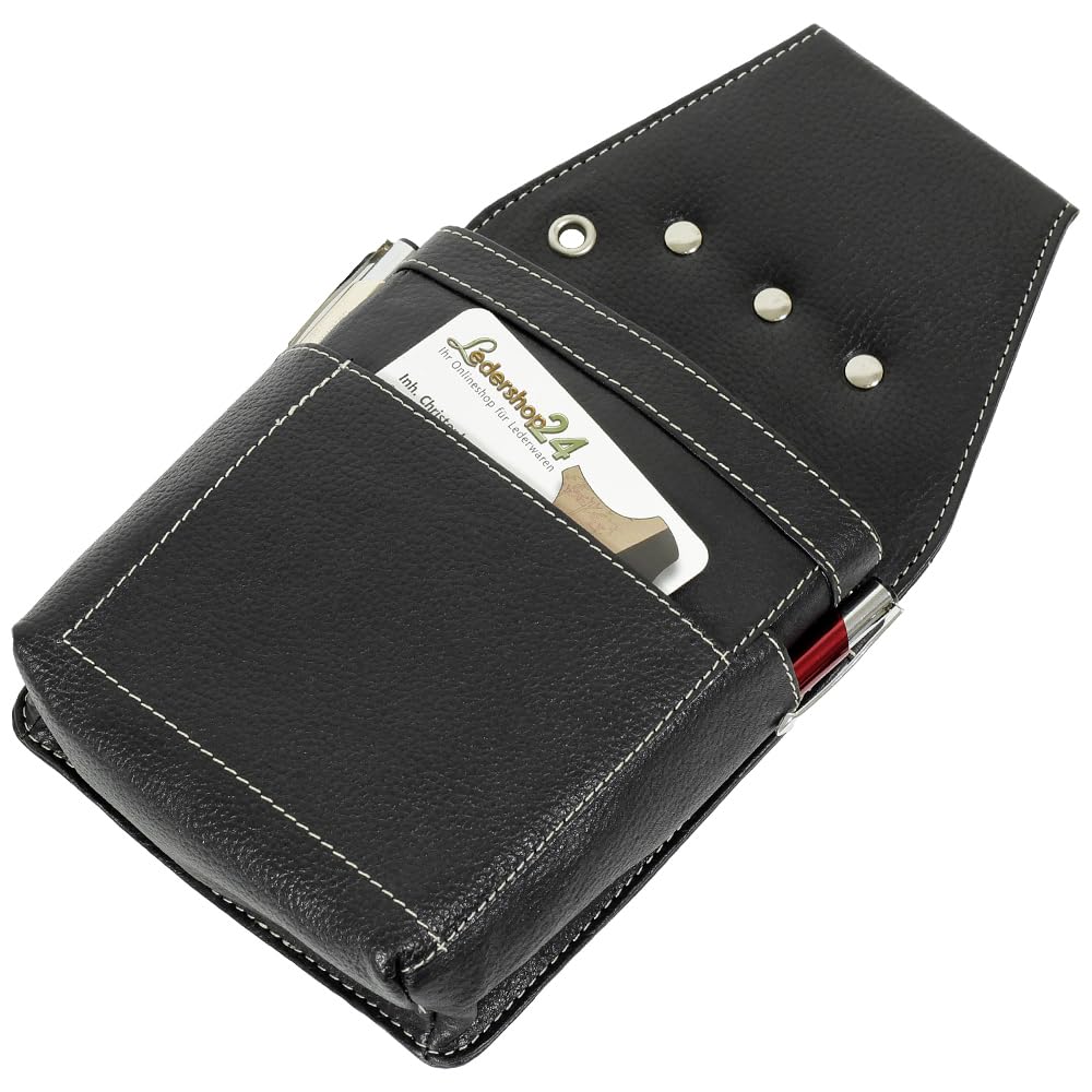 Ledershop24 XXL Profi Kellnerbörse Taxibörse Verkaufsfahrer Geldbörse Kellner Holster Halfter Kellnertasche Kellnerholster Schwarz Leder Kellnerset-Kellnerbörse+Kellnertasche