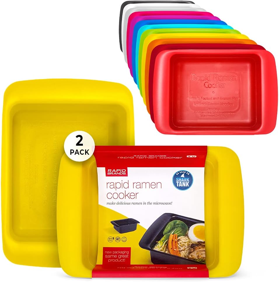 Rapid Ramen Cooker | Microwavable Cookware for Instant Ramen | BPA Free and Dishwasher Safe | Perfect for Dorm, Small Kitchen or Office | Yellow, 2 Pack
