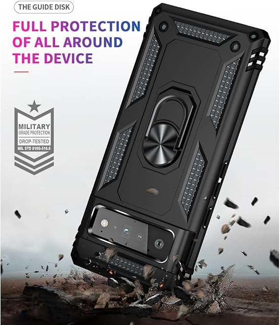 Yiakeng Pixel 6 Pro Case, Google Pixel 6 Pro Case, Silicone Shockproof Defense Bumper Armor Case Cover for Google Pixel 6 Pro (Black)