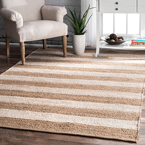 nuLOOM Alisia Flatweave Stripes Jute Rug, 5' x 8', Off-white