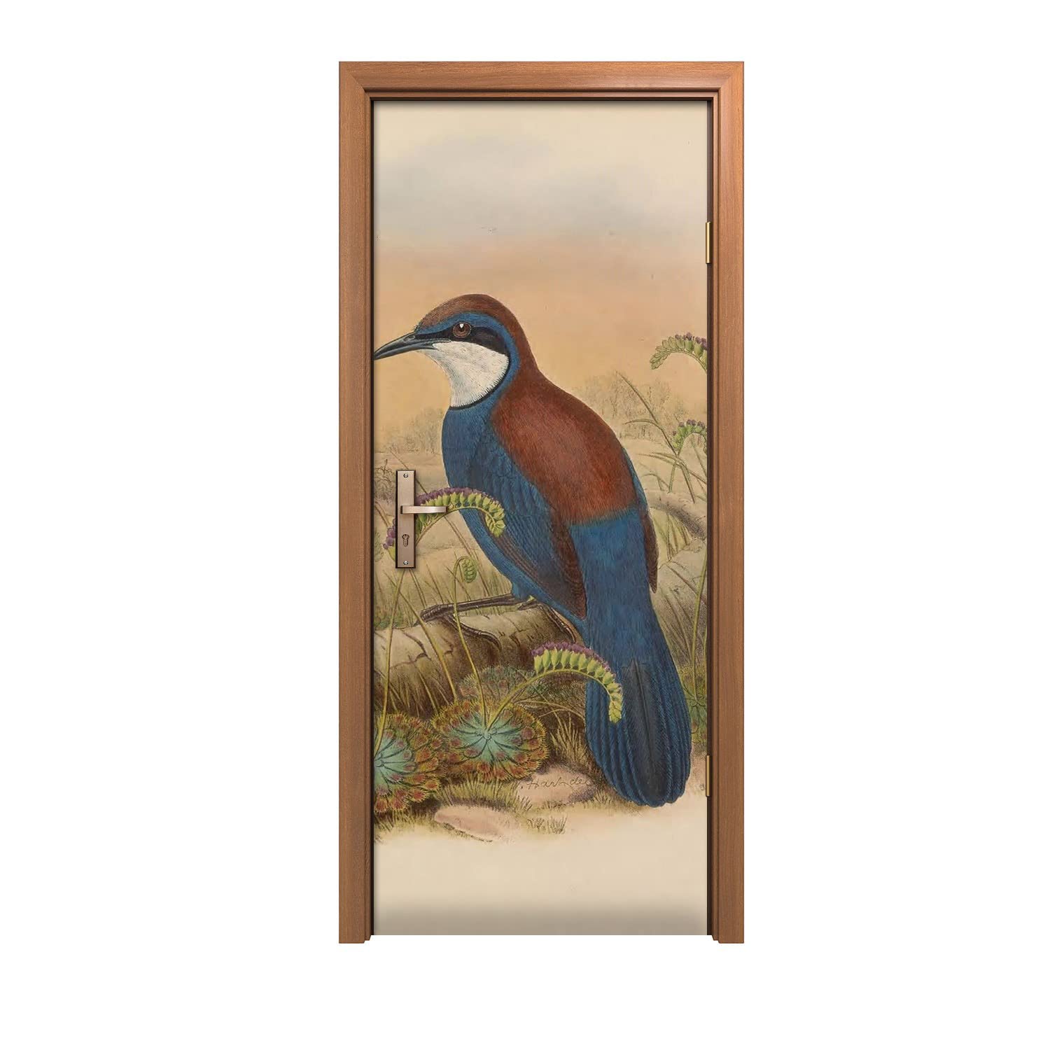 Autocollant de porte 90x200cm animaux d'oiseaux dessin pour déco murale