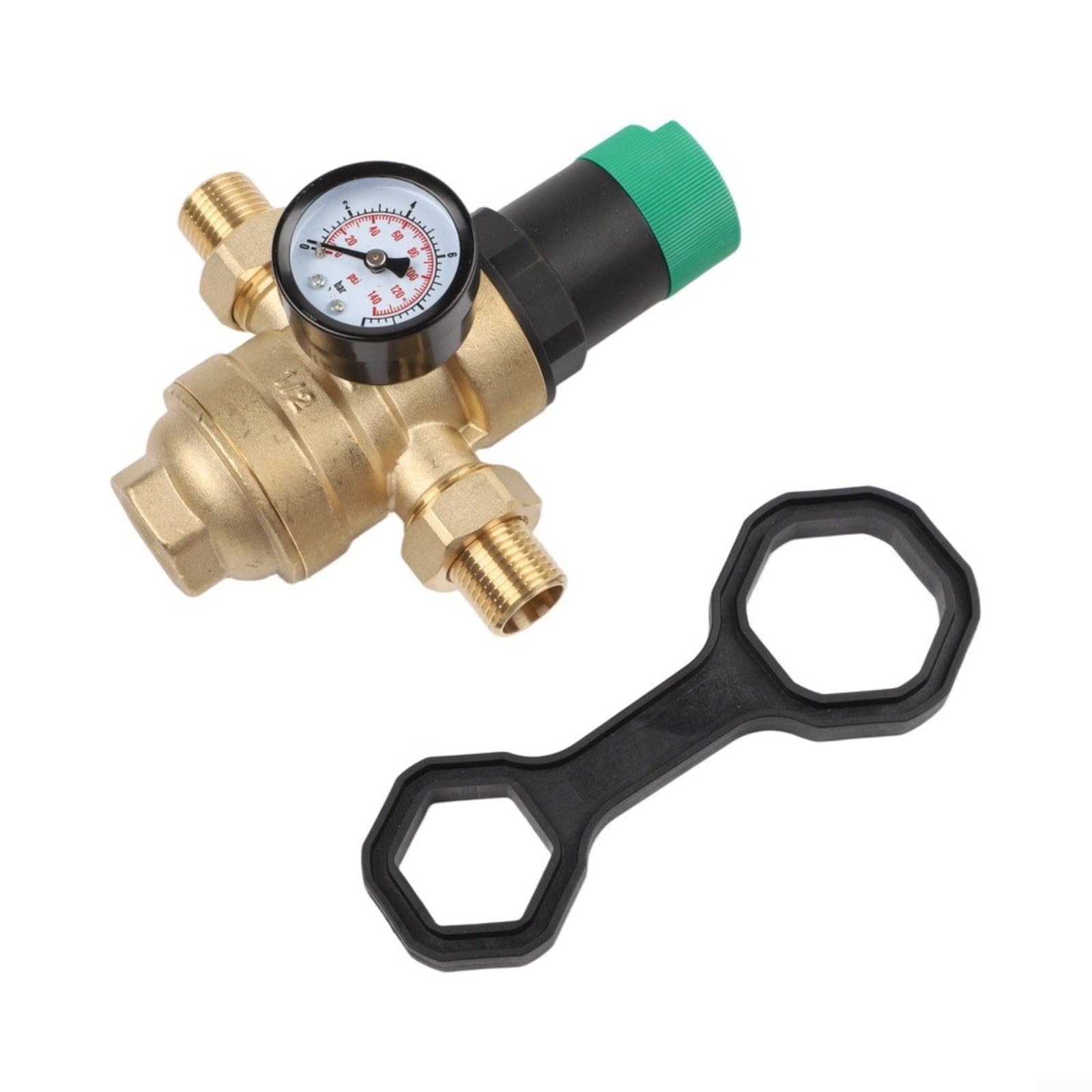 Messing Druckminderer mit Filter 40μm, G/NPT Gewinde DN15-DN25, Wasserdruckregelventil 0,1-1,5MPa für Hausinstallationen(1/2-G)